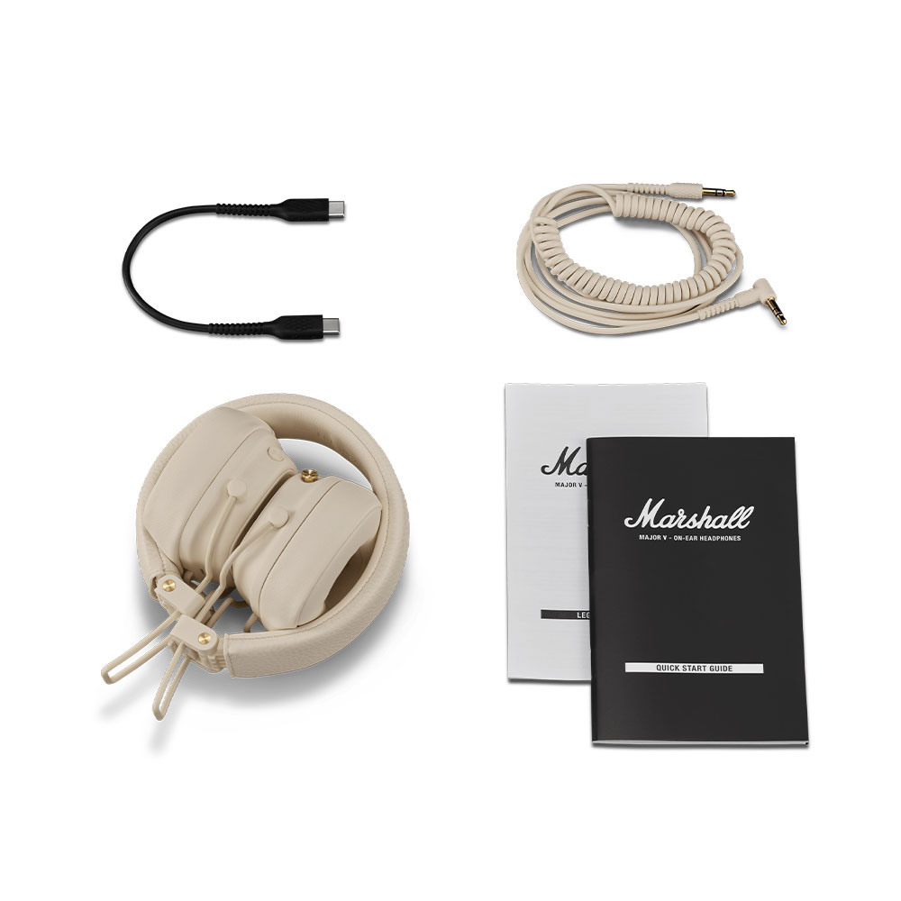 MARSHALL マーシャル Major V Cream Bluetooth 5.3 ワイヤレスヘッドホン 付属品