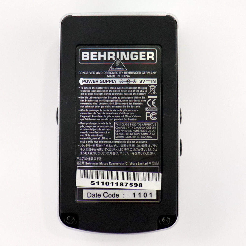 【中古】 ディレイ エフェクター BEHRINGER DD400 DIGITAL DELAY ベリンガー デジタルディレイ ギターエフェクター 裏面