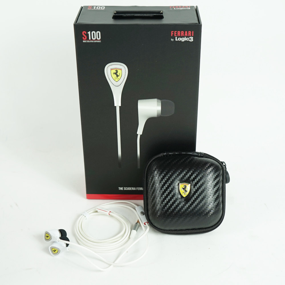 【中古】 イヤホン 有線イヤホン FERRARI by LOGIC3 S100 WH LOEPS100WH フェラーリ公式ライセンスイヤホン