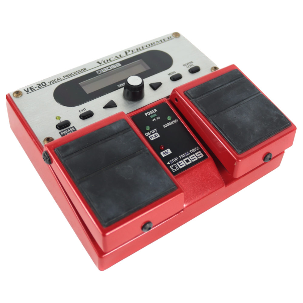 【中古】 ボーカルエフェクター BOSS VE-20 Vocal Performer アダプター付き ボーカルパフォーマー ピッチコレクト 本体画像 斜め 