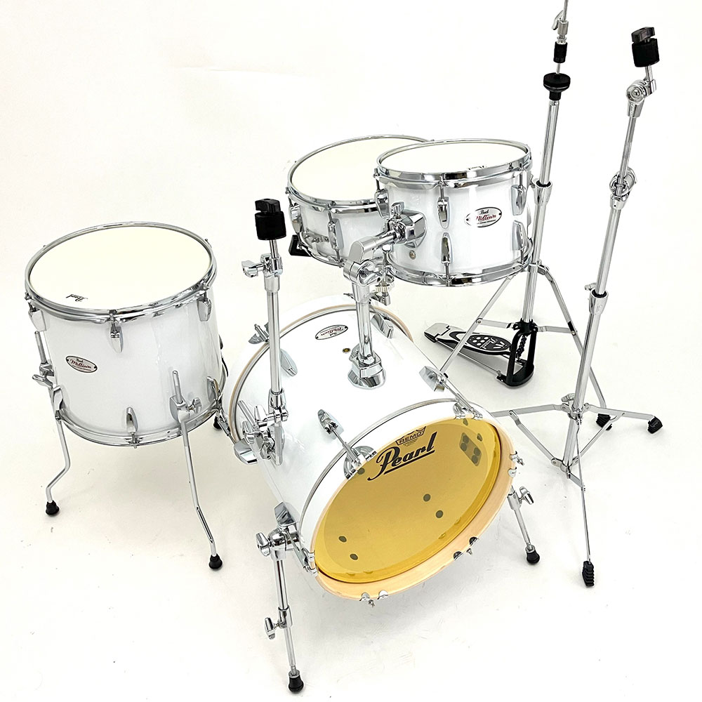 Pearl MIDTOWN MT564/C-D #33YE ドラムシェル＆ハードウェアキット ピュアホワイト/イエロー ドラムセット 全体