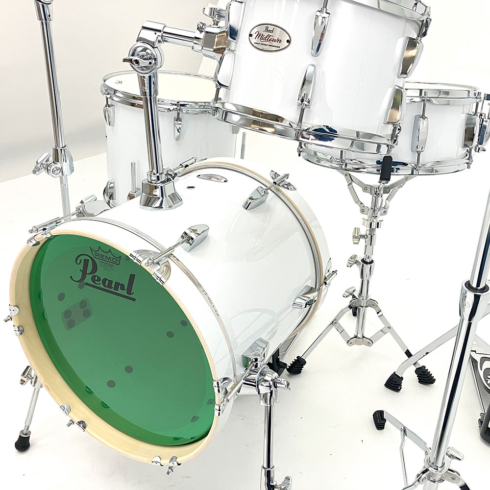 Pearl MIDTOWN MT564/C-D #33GN ドラムシェル＆ハードウェアキット ピュアホワイト/グリーン ドラムセット Remo Color Tone ヘッド採用