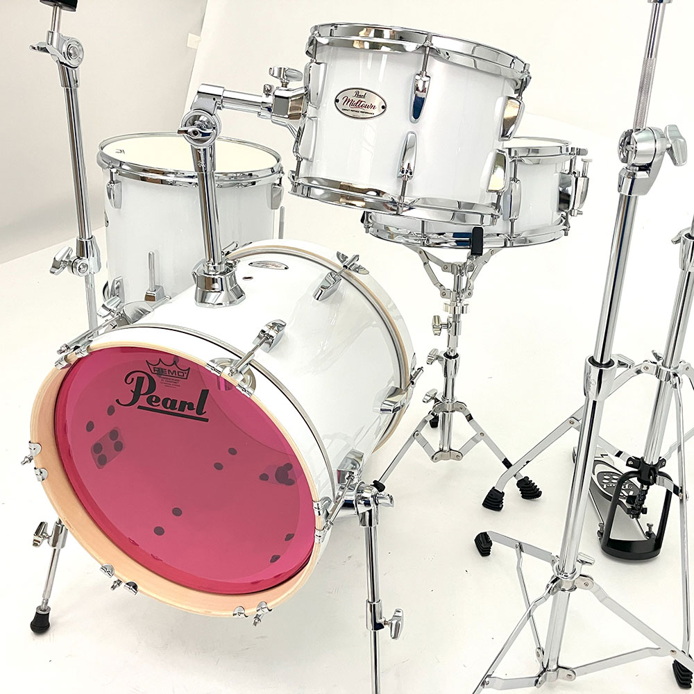 Pearl MIDTOWN MT564/C-D #33PK ドラムシェル＆ハードウェアキット ピュアホワイト/ピンク ドラムセット Remo Color Tone ヘッド採用