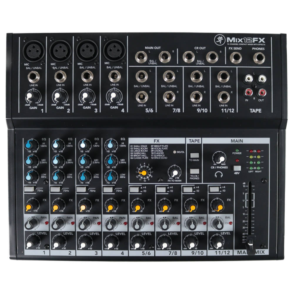 【中古】 MACKIE MIX12FX 12チャンネル エフェクト内蔵 コンパクト ミキサー 正面