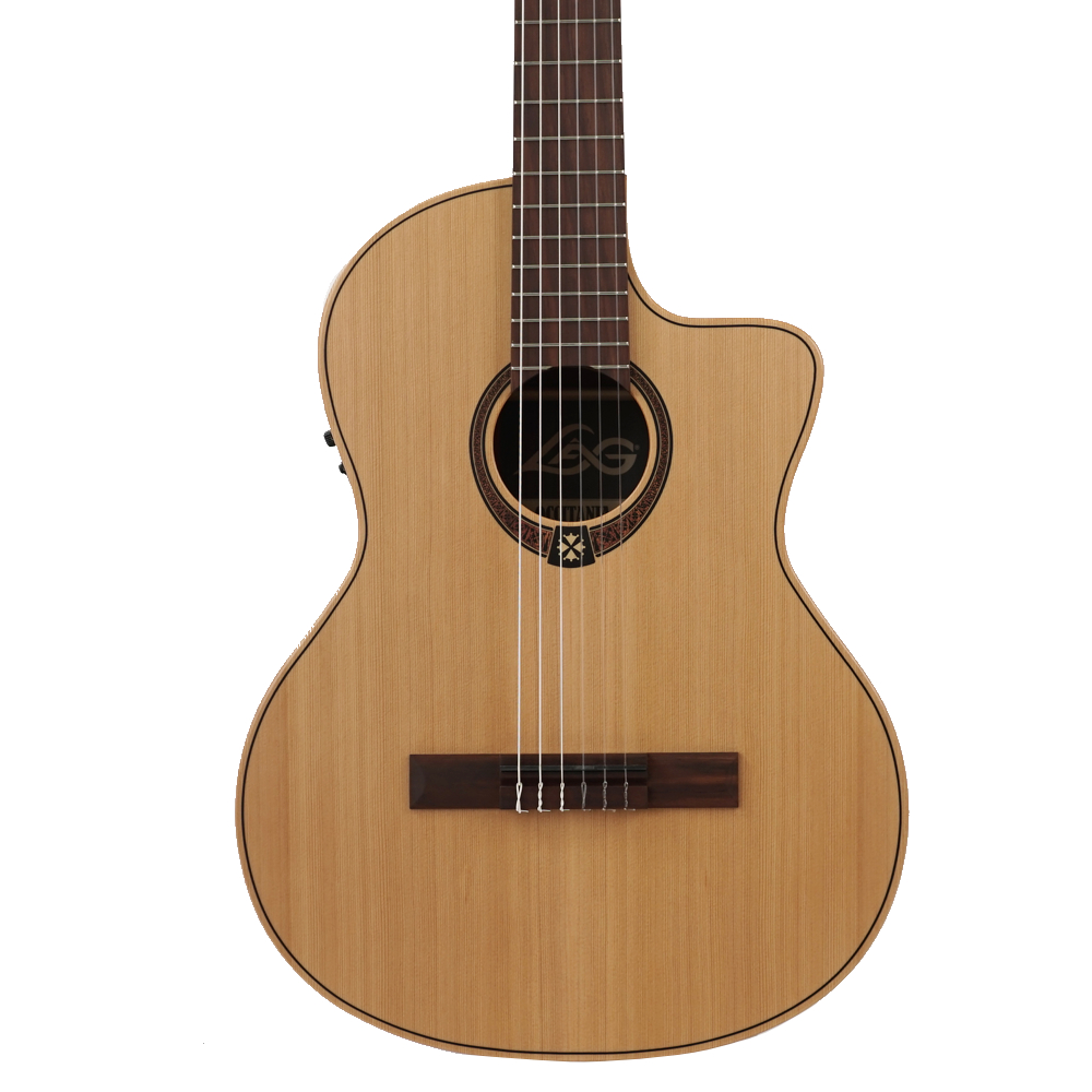 クラシックギター エレガット LAG GUITARS OC170CE ガットギター Classical Cutaway Acoustic-Electric ボディトップ画像