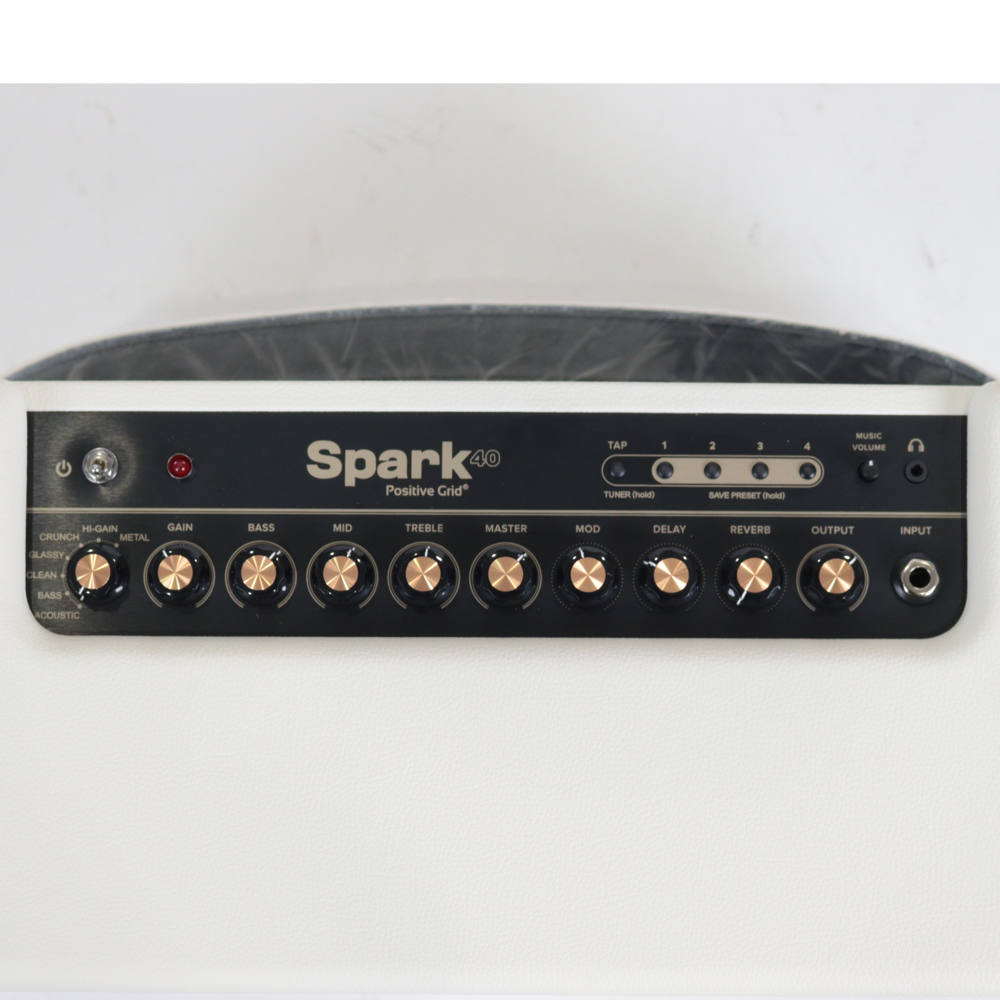 【中古】ギターアンプ Positive Grid Spark 40 Pearl ホワイトカラー ポジティブグリッド スパーク 40 ベース エレアコ対応 コンボアンプ コントロール部画像