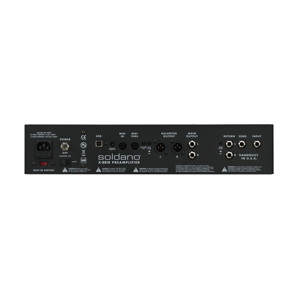 Soldano ソルダーノ X88-IR 3-Channel All-Tube Stereo Rackmount Preamp 真空管プリアンプ ラックマウント型 リア画像