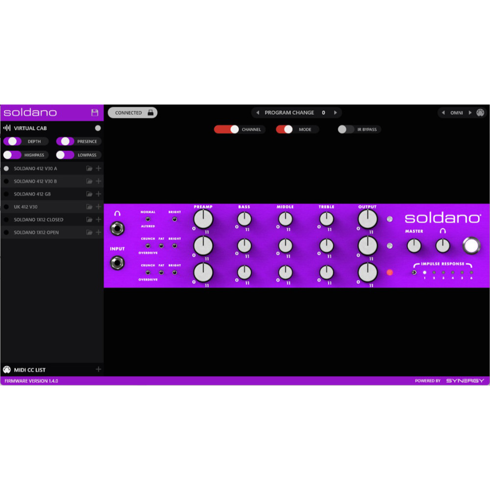 Soldano ソルダーノ X88-IR 3-Channel All-Tube Stereo Rackmount Preamp 真空管プリアンプ ラックマウント型 ソフトウェア画面画像