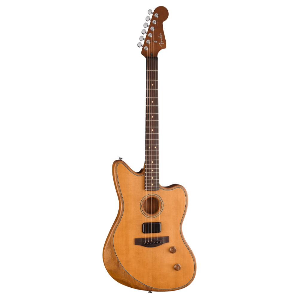 Fender フェンダー Acoustasonic Standard Jazzmaster Aged Natural エレクトリックアコースティックギター 斜めアングル画像