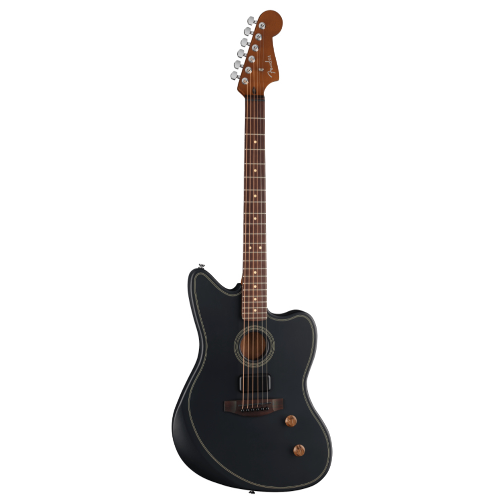 Fender フェンダー Acoustasonic Standard Jazzmaster Black エレクトリックアコースティックギター 斜めアングル画像