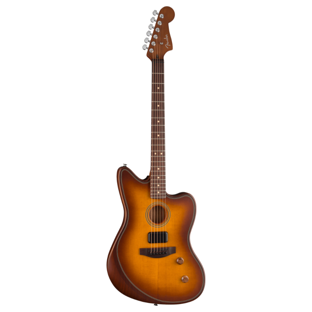 Fender フェンダー Acoustasonic Standard Jazzmaster Honey Burst エレクトリックアコースティックギター 斜めアングル画像