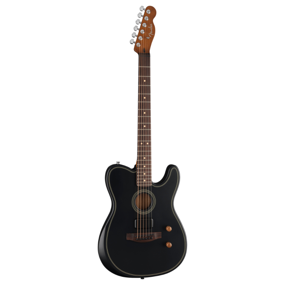 Fender フェンダー Acoustasonic Standard Telecaster Black エレクトリックアコースティックギター 斜めアングル画像