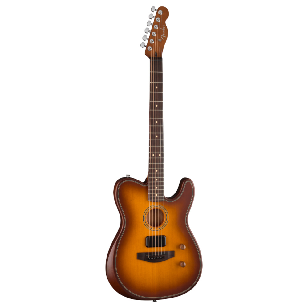 Fender フェンダー Acoustasonic Standard Telecaster Honey Burst エレクトリックアコースティックギター 斜めアングル画像