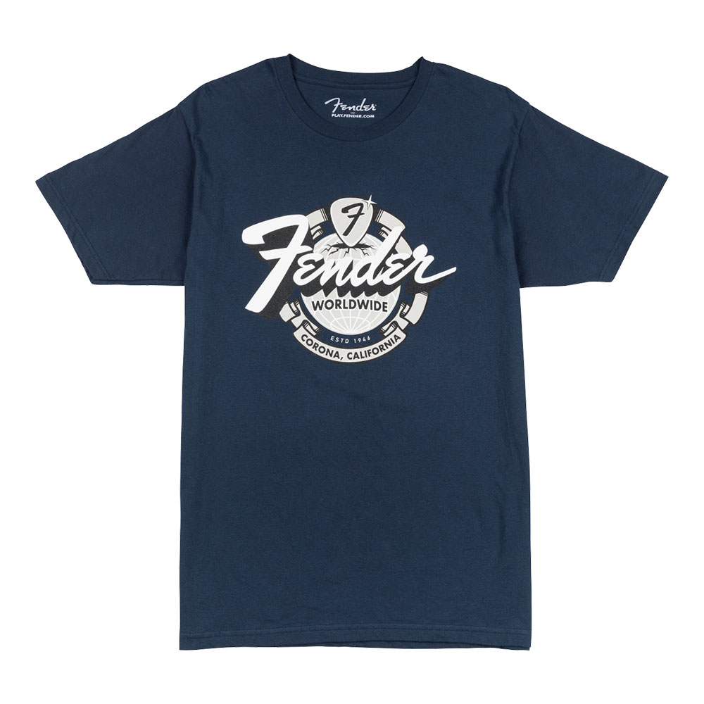Fender フェンダー World Wide Tee Vintage Navy XLサイズ Tシャツ 半袖