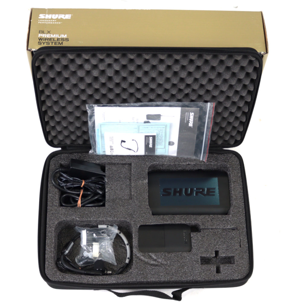 【中古】 ワイヤレスマイク ヘッドセット SHURE BLX14J-SM31JB ヘッドセット ワイヤレスシステムセット キャリングケース収納時