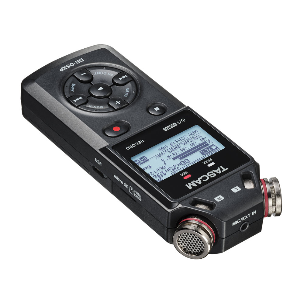 TASCAM タスカム DR-05XP 32ビットフロート録音対応 ステレオポータブルレコーダー USB Type-C対応 斜めアングル画像2