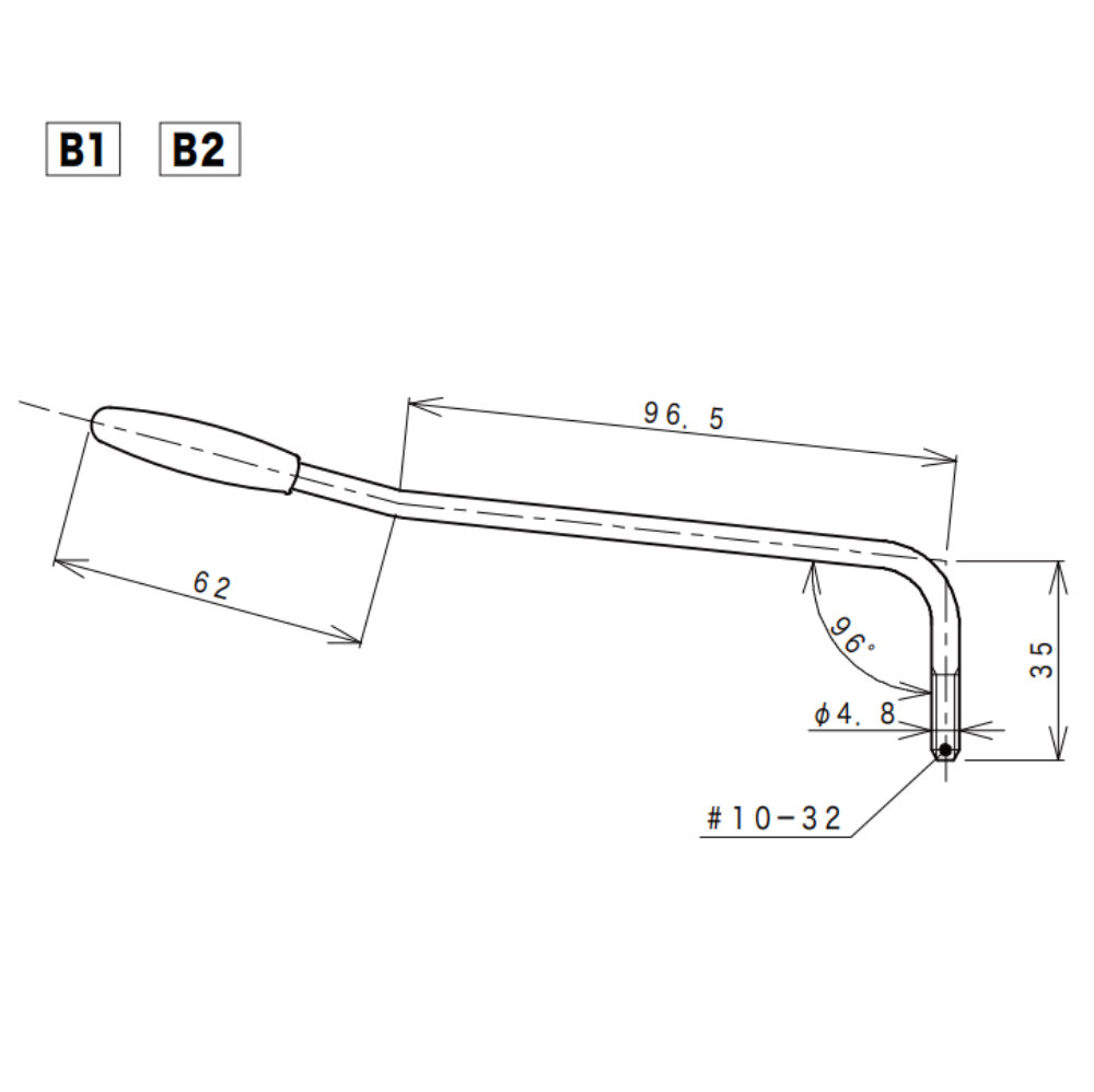 GOTOH B2-C GE101TS用トレモロアーム クローム サイズ詳細
