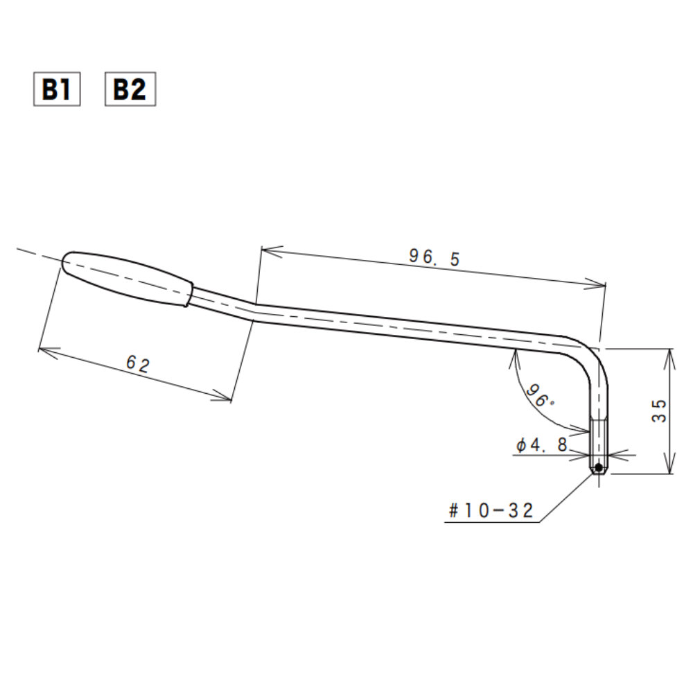 GOTOH B1-GG GE101TS用トレモロアーム クローム サイズ詳細