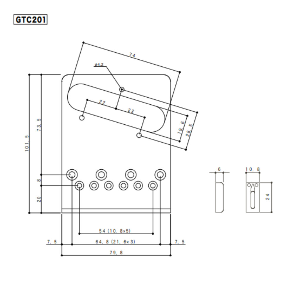 ゴトー GOTOH GTC201-C TLタイプ用ブリッジ クローム サイズ詳細