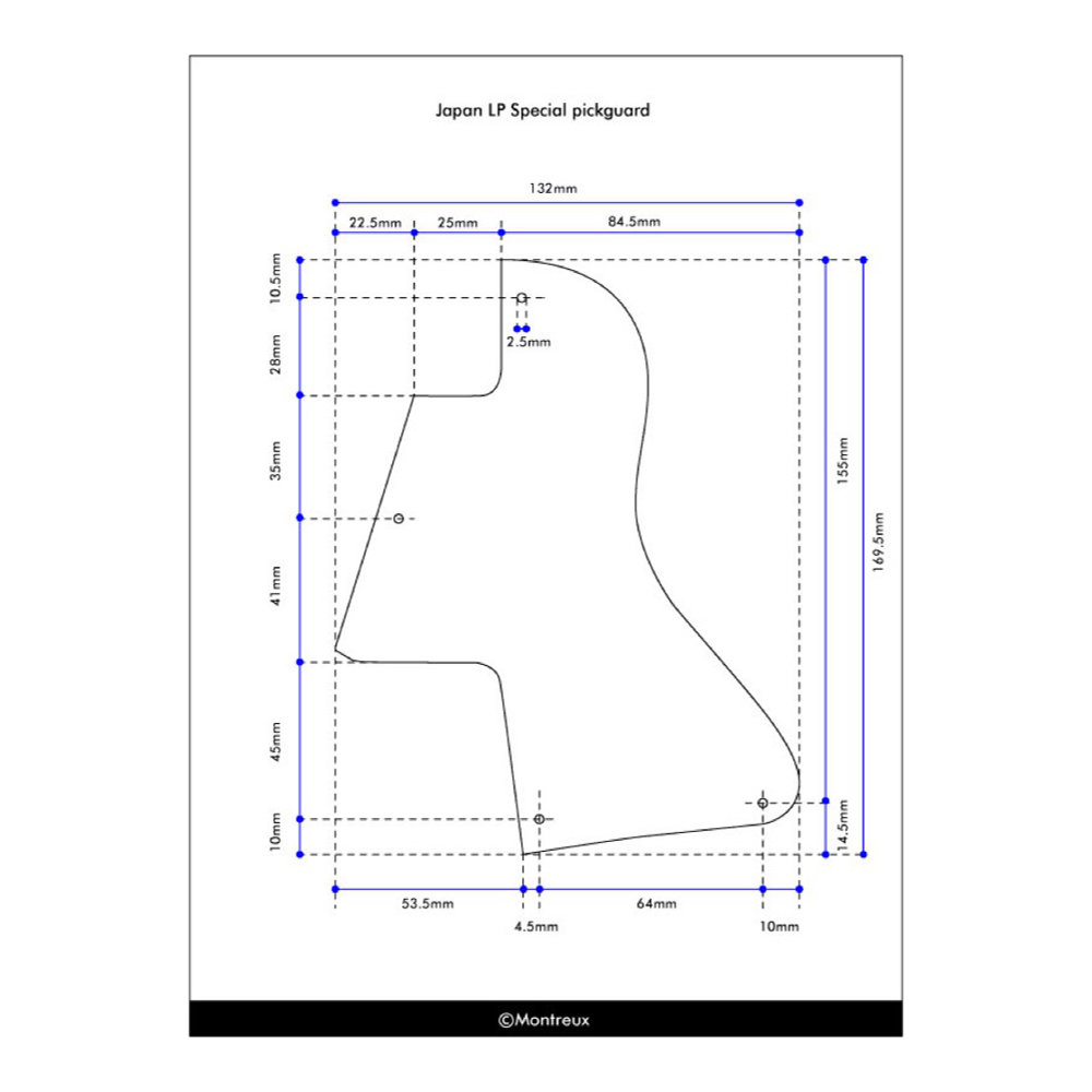 Montreux Japan LP Special pickguard relic Retrovibe Parts No.724 ピックガード 寸法図