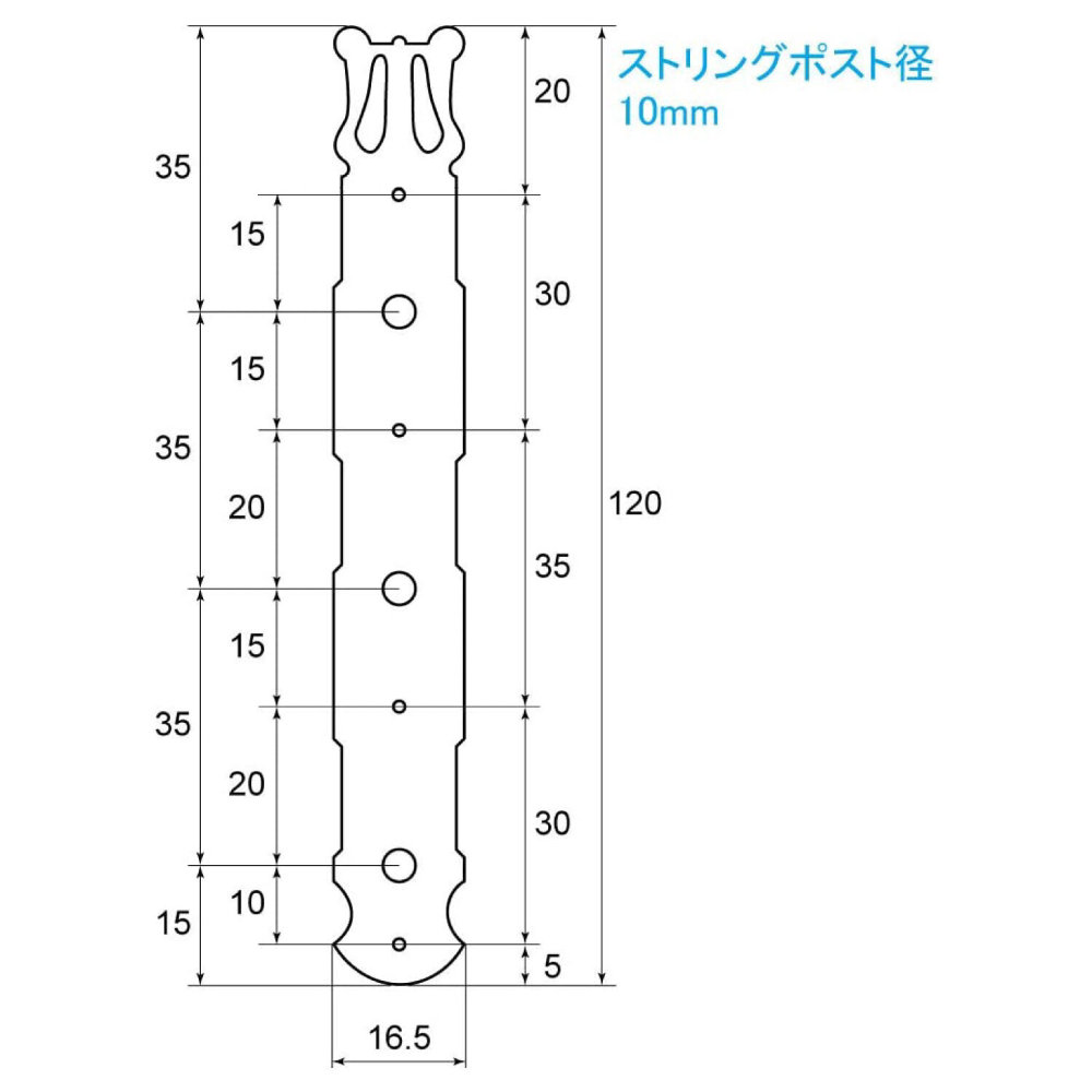 KIKUTANI GM-35G ガットギター用糸巻 寸法図