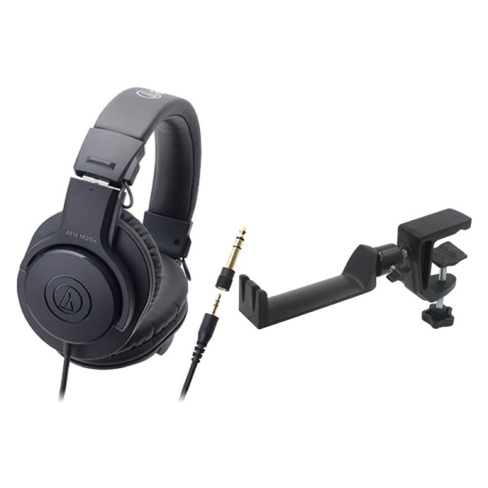 AUDIO-TECHNICA ATH-M20x プロフェッショナルモニターヘッドホン SEELETON SMH-1 マルチアングル ヘッドホンハンガー 2点セット