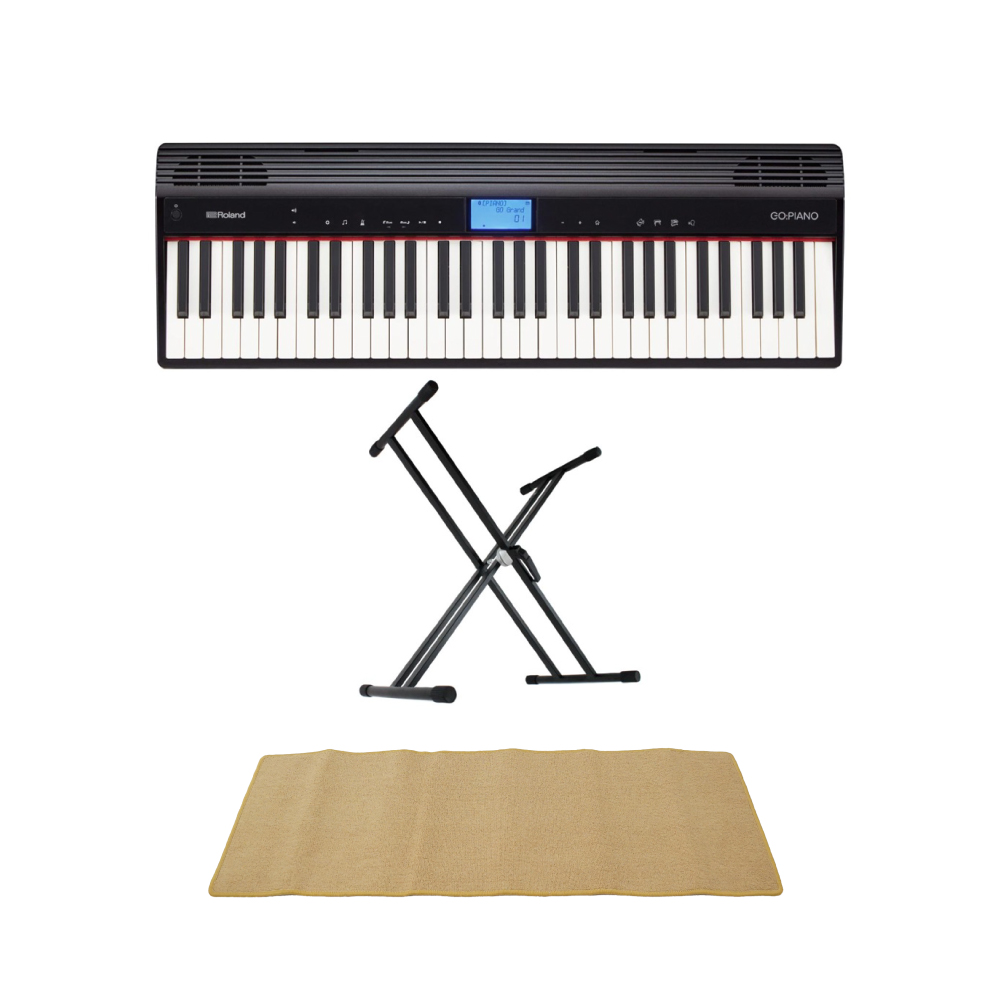 ローランド ROLAND GO-61P GO:PIANO エントリーキーボード ピアノ KS-020 X型スタンド ピアノマット(クリーム)付きセット(ローランド  弾き応えのある61鍵ピアノタイプ スタンド マット付き) 全国どこでも送料無料の楽器店