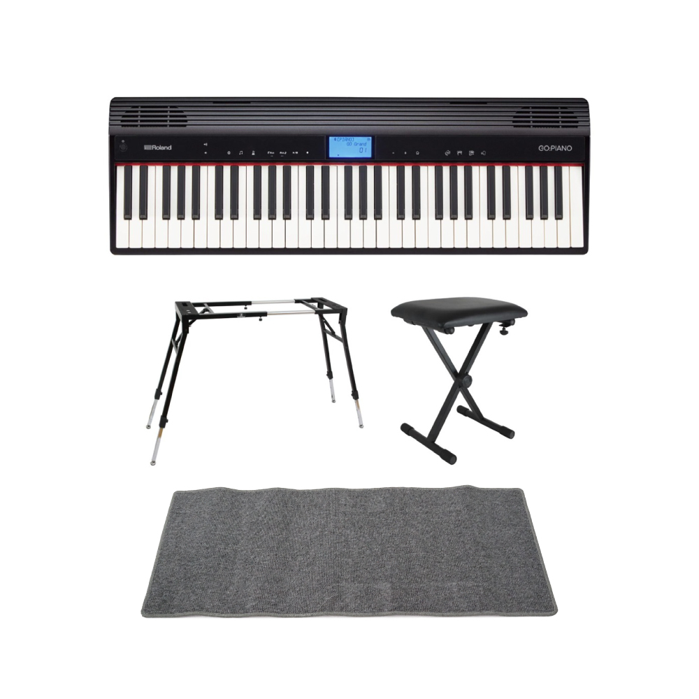 ローランド ROLAND GO-61P GO:PIANO エントリーキーボード 4本脚型スタンド キーボードベンチ ピアノマット(グレイ)付きセット(ローランド  弾き応えのある61鍵ピアノタイプ) 全国どこでも送料無料の楽器店