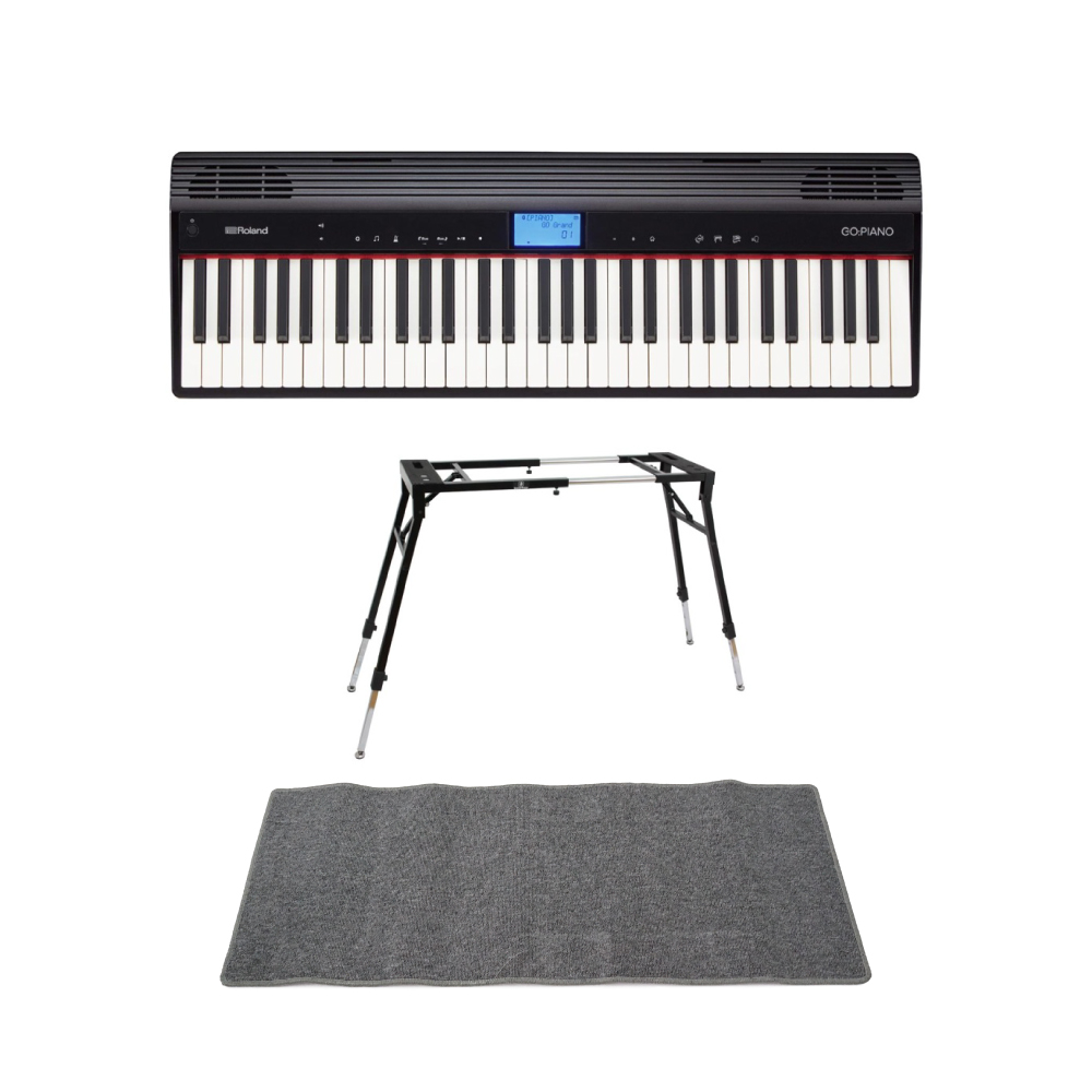 全国どこでも送料無料の楽器店　エントリーキーボード　GO:PIANO　GO-61P　4本脚型スタンド　ローランド　弾き応えのある61鍵ピアノタイプ)　ROLAND　ピアノマット(グレイ)付きセット(ローランド