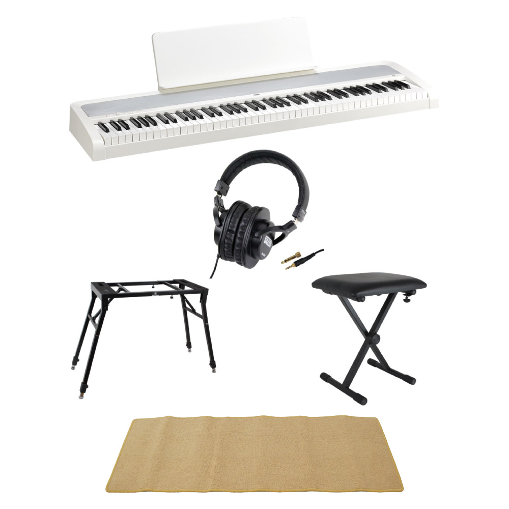 KORG B2 WH 電子ピアノ Dicon Audio 4本脚型 キーボードスタンド＆ベンチ SD GAZERヘッドホン ピアノマット(クリーム)付きセット(コルグ  12音色収録 ビギナー向けデジタルピアノ) 全国どこでも送料無料の楽器店