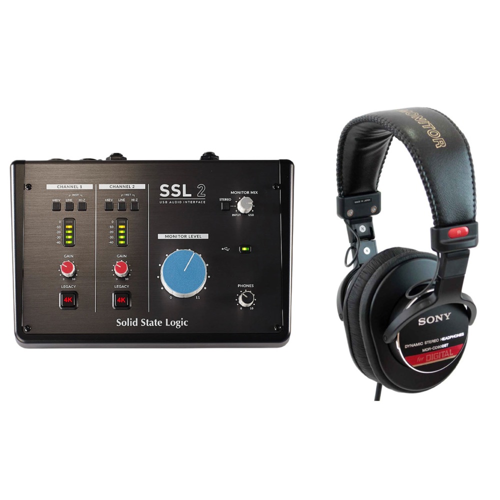 web総合楽器店　SSL　State　SONY　セット(ソリッドステートロジック　SSL　Logic　ヘッドホン　2イン2アウト)　MDR-CD900ST　USBオーディオインターフェイス　Solid　スタジオモニター用