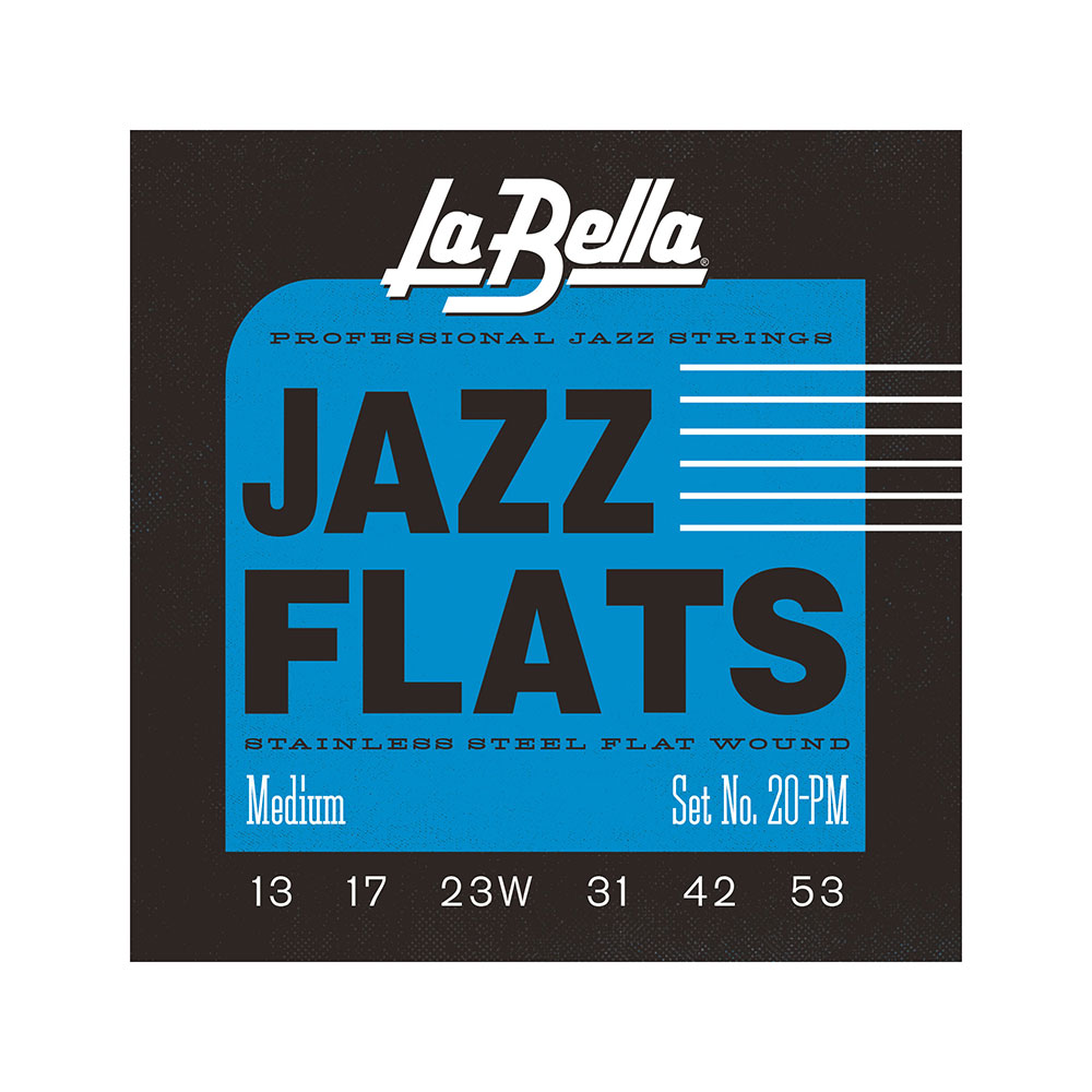 La Bella 20PM Medium 13-53 Flat Wound Series ジャズギター弦×3セット-