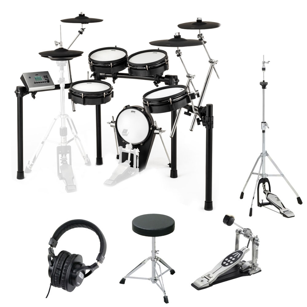 web総合楽器店　電子ドラムセット　ATV　EXSシリーズ　エレクトリックドラム)　EXS-3CY　ペダル/ハイハットスタンド/ドラム椅子/ヘッドホン付き(エーティ−ヴィー