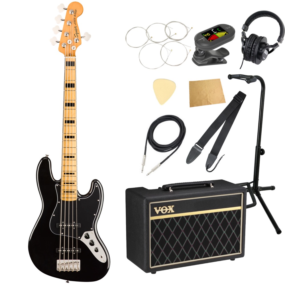 スクワイヤー/スクワイア Squier Classic Vibe ’70s Jazz Bass V BLK MN 5弦 エレキベース VOXアンプ付き  入門10点 初心者セット