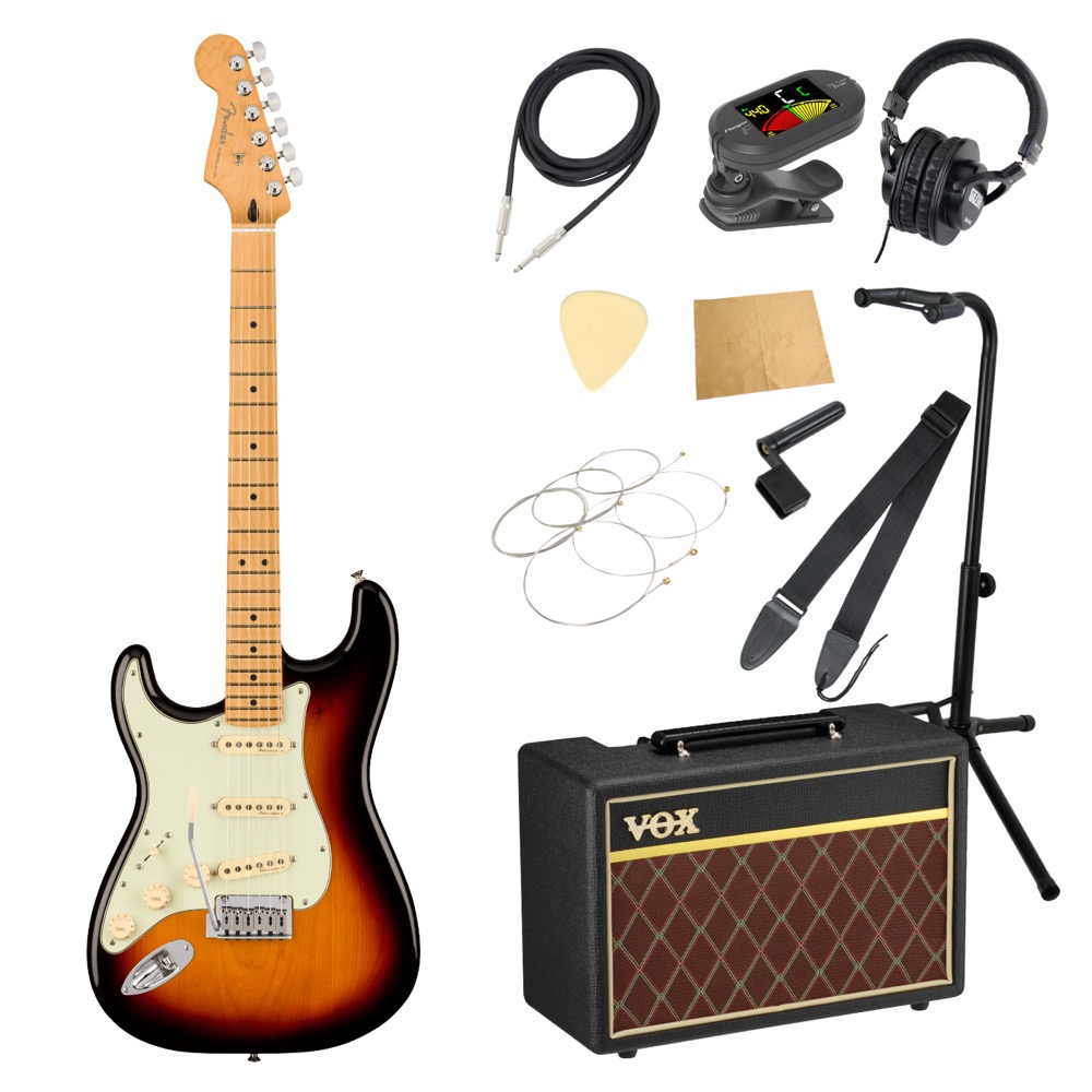 Fender フェンダー Player Plus Stratocaster LH MN 3TSB レフトハンドモデル エレキギター VOXアンプ付き 入門11点 初心者セット