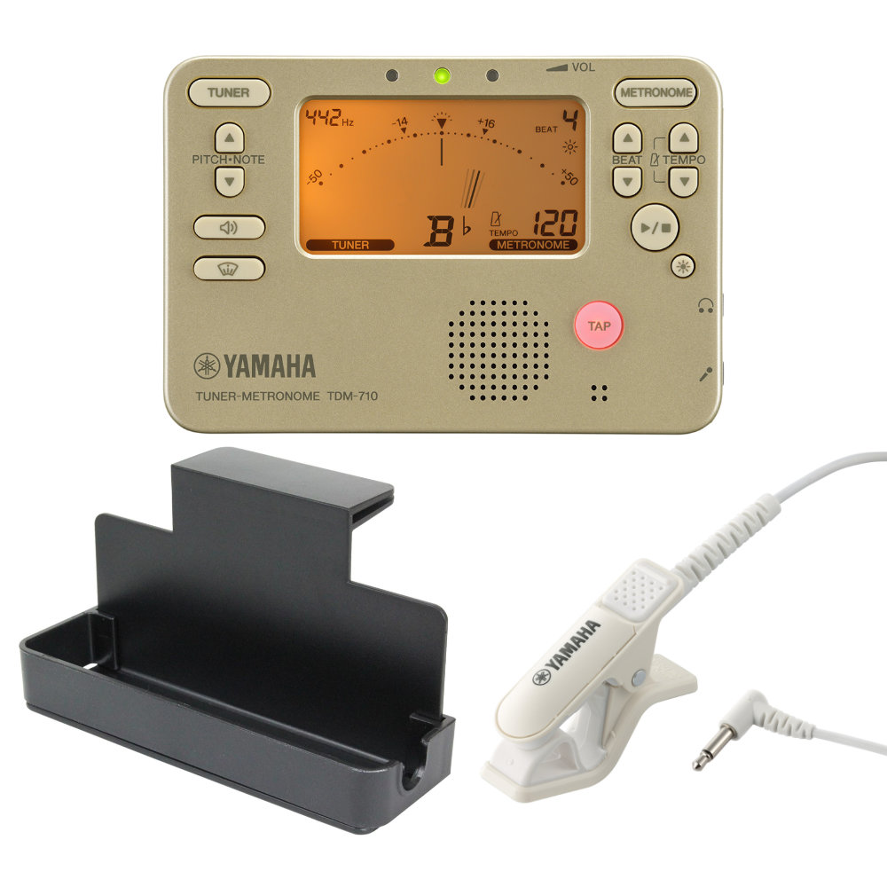 YAMAHA ヤマハ TDM-710GL ゴールド チューナーメトロノーム TM-40IV チューナーマイク 譜面台トレイラック 3点セット